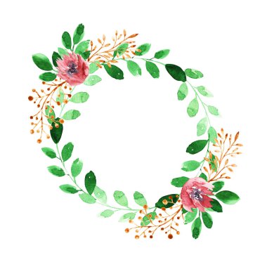 Suluboya çiçek çelengi