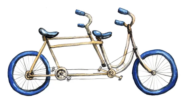 Watercolor tandem bicycle — Stock Photo, Image