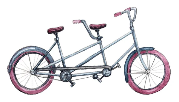 Akwarela rower tandem — Zdjęcie stockowe