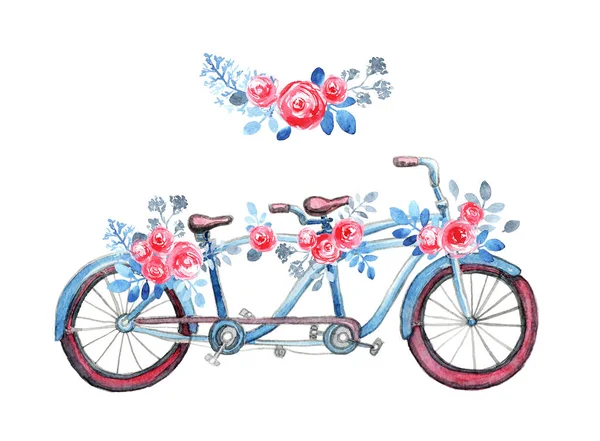 Vodní barevný tandemový bicykl — Stock fotografie