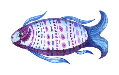 İzole suluboya balık