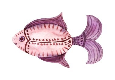 İzole suluboya balık