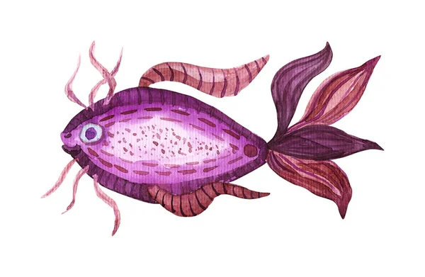 Isolated watercolor fish — Stock Photo, Image
