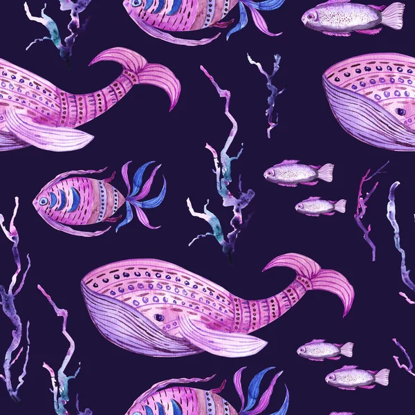 Fisch-Aquarell-Muster — Stockfoto