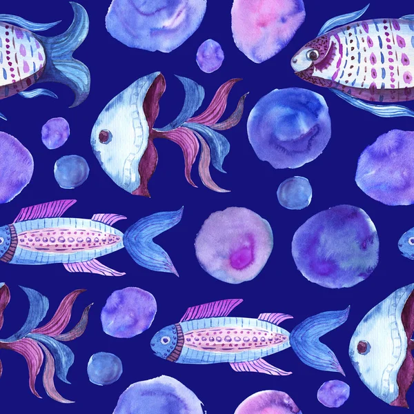 Fish watercolor pattern — Stock Photo, Image