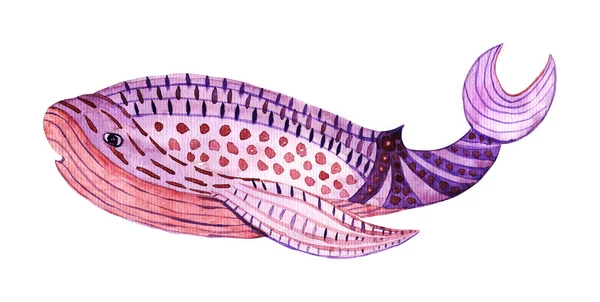 孤立的水彩鱼 — 图库照片