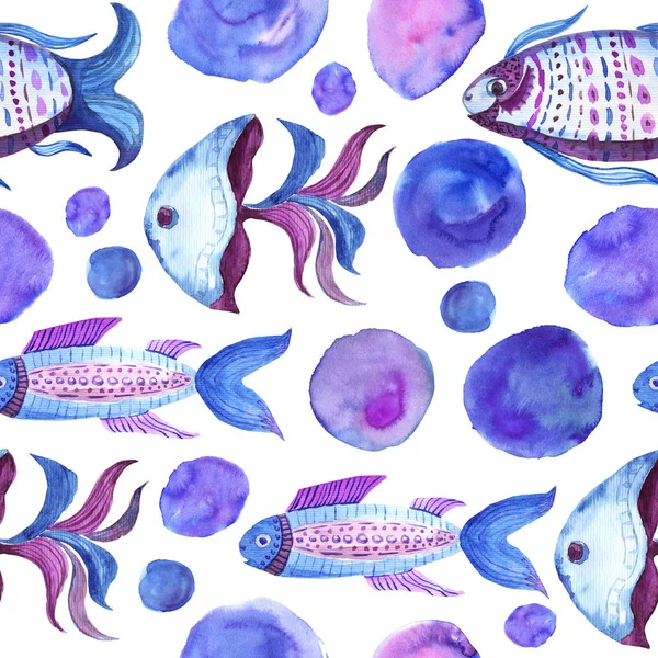 Fish watercolor pattern — Stock Photo, Image