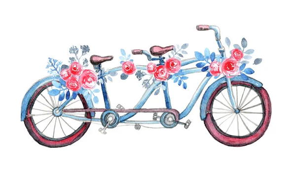 Bicicleta em tandem aquarela Fotografias De Stock Royalty-Free