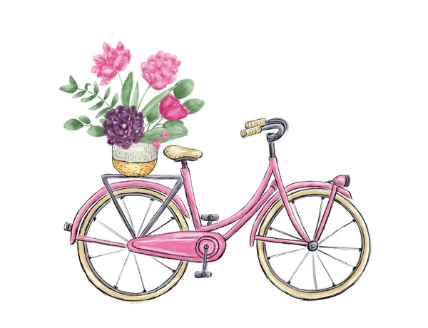 花と自転車 — ストック写真