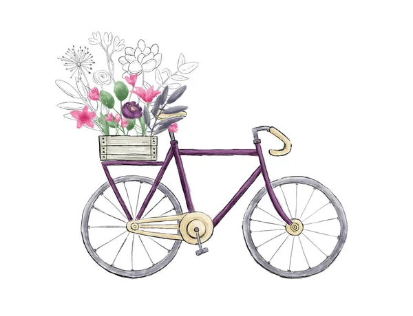 Bicycle with flowers — Stock Photo, Image