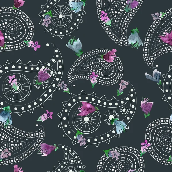 수채화 바질 무늬 — 스톡 사진