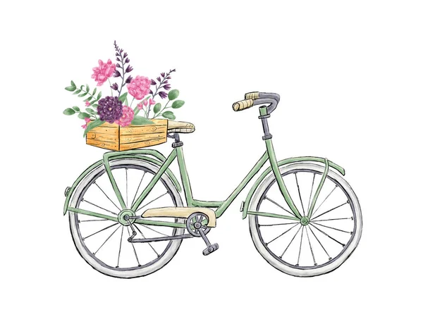 Ποδήλατο με λουλούδια — Φωτογραφία Αρχείου