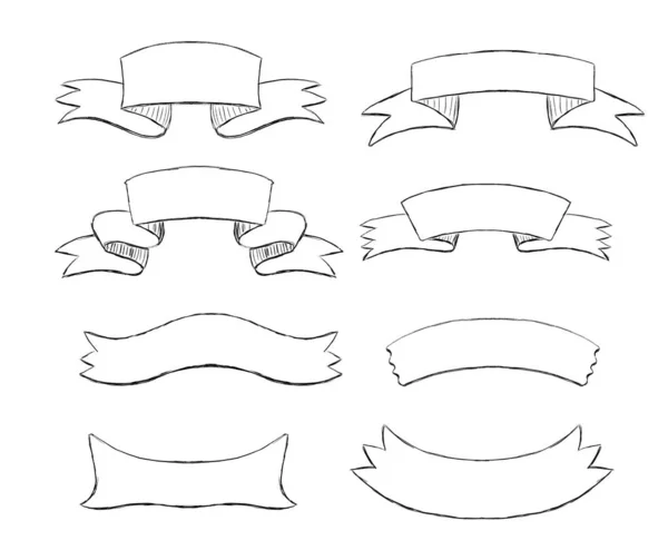 Zestaw szkicowych wstążek — Zdjęcie stockowe