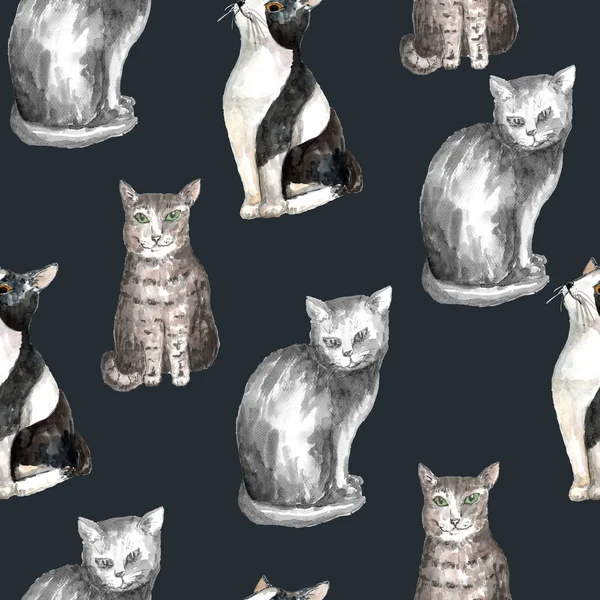 Ακουαρέλα γάτα μοτίβο Φωτογραφία Αρχείου