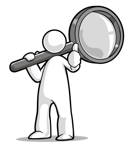 Illustration Person Holding Magnifying Glass His Shoulder Completing His Job —  Fotos de Stock