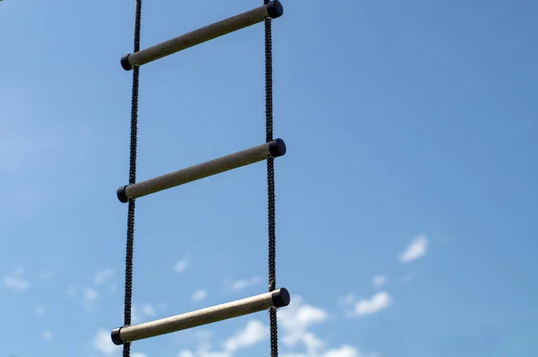 Rope Ladder Background Blue Sky Clouds — Stock Photo, Image