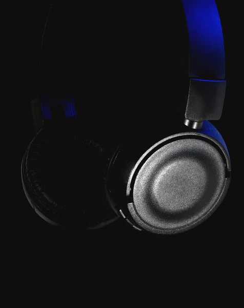 Czarne Podświetlane Słuchawki Czarnym Tle — Zdjęcie stockowe