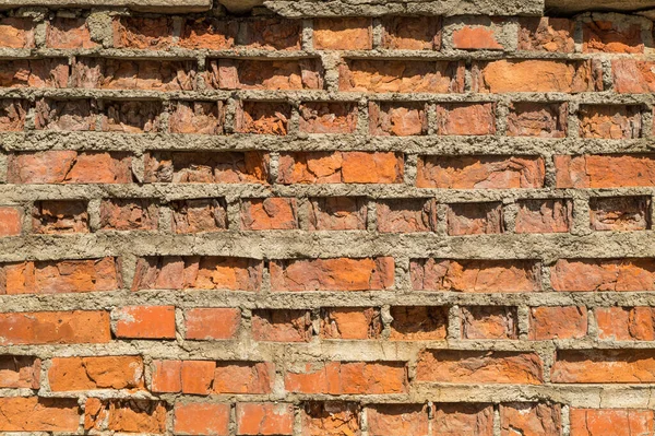 Vieux Mur Avec Des Briques Rouges Qui Effritent Par Temps — Photo
