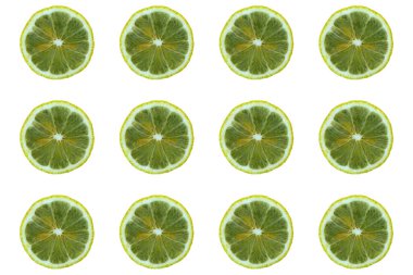 Şablon. Beyaz arka planda limon dilimleri