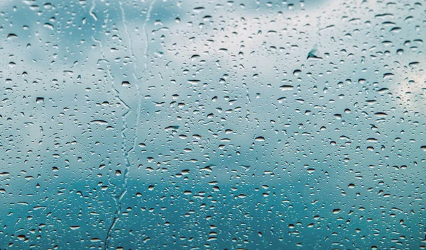 Druppels Water Stromen Door Het Glas Regen Stockfoto