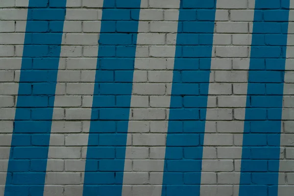 Muur Van Bakstenen Met Witte Blauwe Strepen — Stockfoto