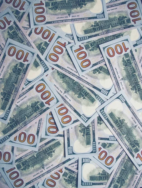 Caóticamente Repartidos Billetes Cien Dólares Antecedentes Facturas Caóticamente Dispersas —  Fotos de Stock
