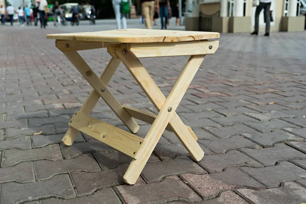 Folding Wooden Stool Two Steps Standing — Stock Photo, Image
