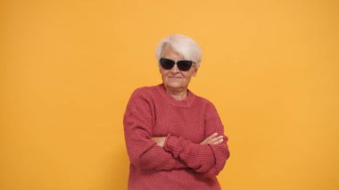 Gri kısa saçlı, güneş gözlüklü ve ellerini çapraz yapmış havalı bir son sınıf öğrencisi. İzole edilmiş