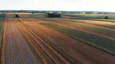 Hava manzarası, hasat mevsiminde tarım alanları..