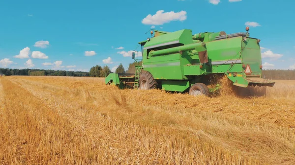 Varsavia, Polonia 10.08.2020 Moderna mietitrebbia in campo durante la stagione della raccolta del grano — Foto Stock