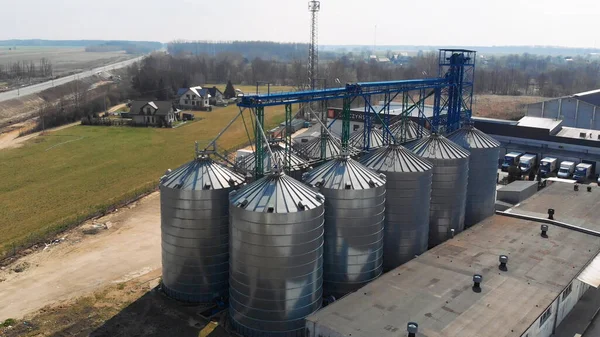 Drone Shot of a Large Silo System Agricultural Farm in Europe — стокове фото