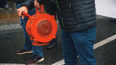 Varşova, Polonya 13.10.2020 - Çiftçi El 'in protestosu alarmı çaldı