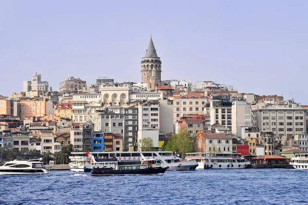 Picturesque Panorama Istanbul Turkey View Galata Tower Ferries — Stock Photo, Image