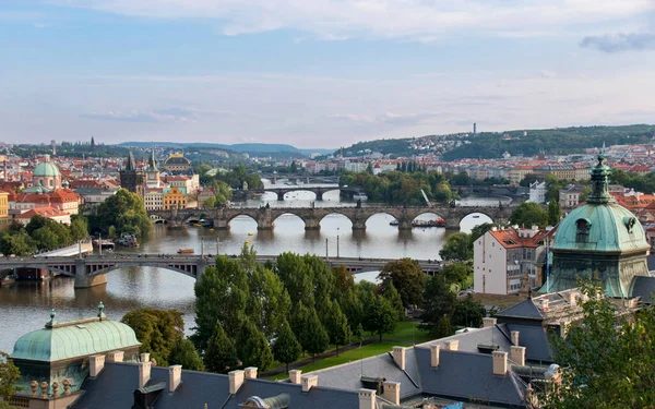 View Five Bridges Prague Letensky Observation Deck — Stock Photo, Image