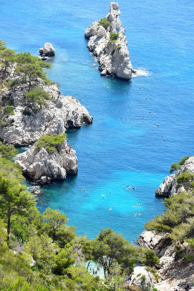 Tyrkysová Voda Bílé Kameny Calanque Sugiton Marseille Francie — Stock fotografie