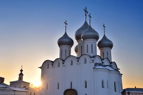 Katedra Zofii Przeciwko Zachodzącemu Słońcu Wołogda Rosja — Zdjęcie stockowe