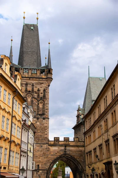 Beautiful Lesser Town Bridge Towers Prague Czech Republic — Stock Photo, Image
