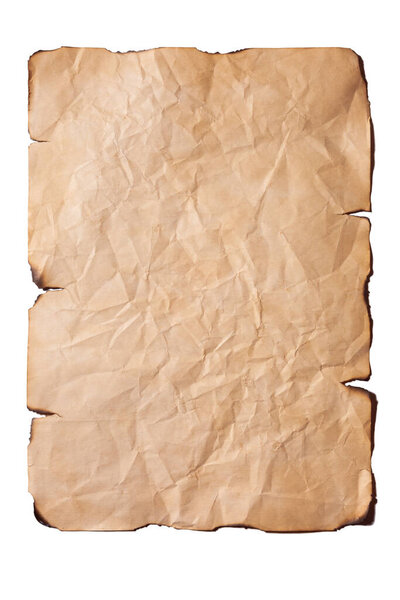 скомканная бумага с обожаемыми краями на белом фоне, изолировать
