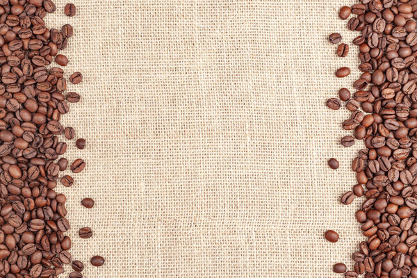 left and right of the frame of coffee beans