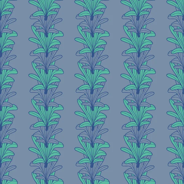 Vector green violet leaves, petals seamless pattern — Stock Vector