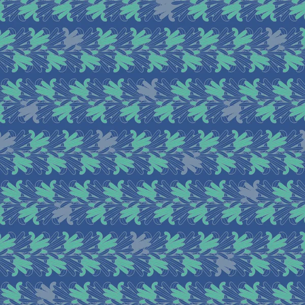 Векторно-голубые зеленые листья лепестков бесшовный узор — стоковый вектор