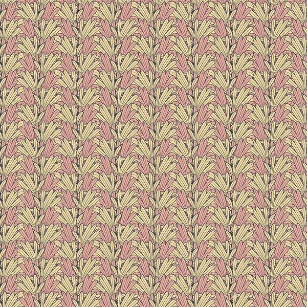 Vector geel roze bladeren bloemblaadjes naadloos patroon — Stockvector