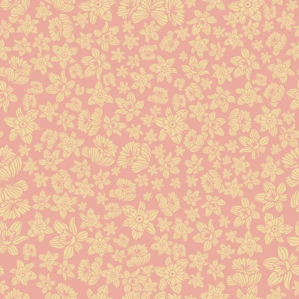 Vector geel narcissen roze naadloze patroon achtergrond — Stockvector