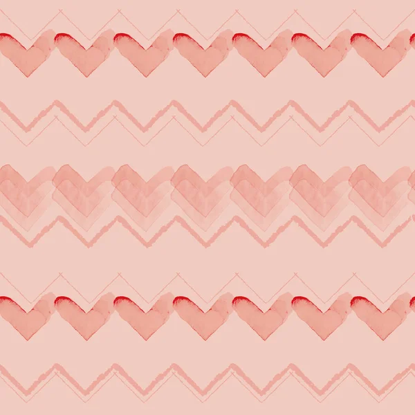 Vector rood chevron hart naadloos patroon geschilderd — Stockvector