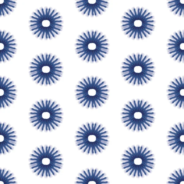 Vector blauwe gerber bloemen folk naadloos patroon — Stockvector