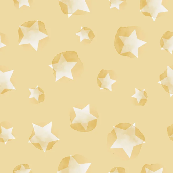 Vector painted sky, stars yellow seamless pattern — Stock Vector