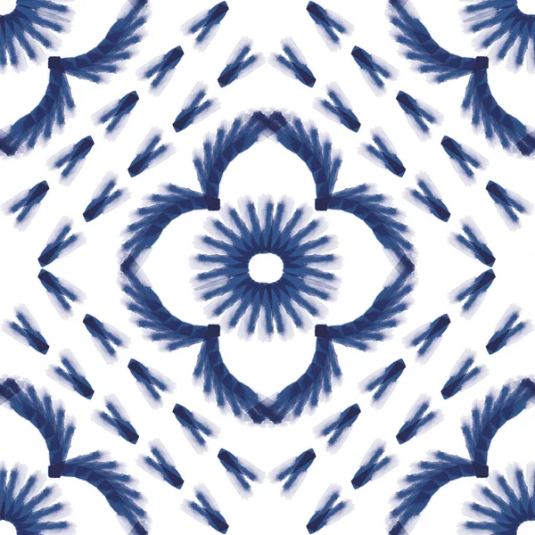 Vector azul hojas flores folklóricas patrón sin costuras — Vector de stock