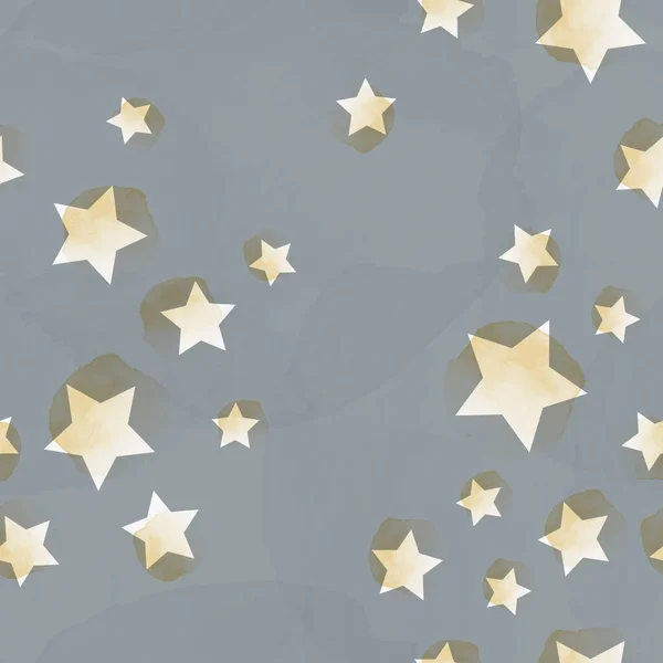 Vector grey sky, yellow stars seamless pattern — Stock Vector