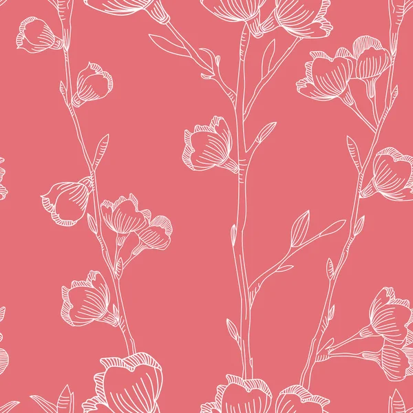 Vecteur rose fleurs de cerisier blanc motif sans couture — Image vectorielle