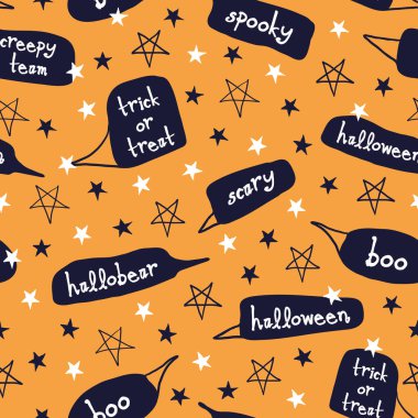 Vektör siyah beyaz metin, yıldızsız turuncu desen